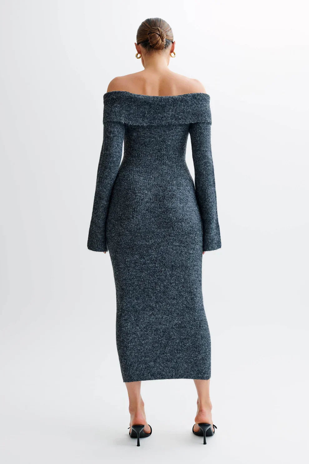Talia Off-Shoulder Knit Dress - Gray