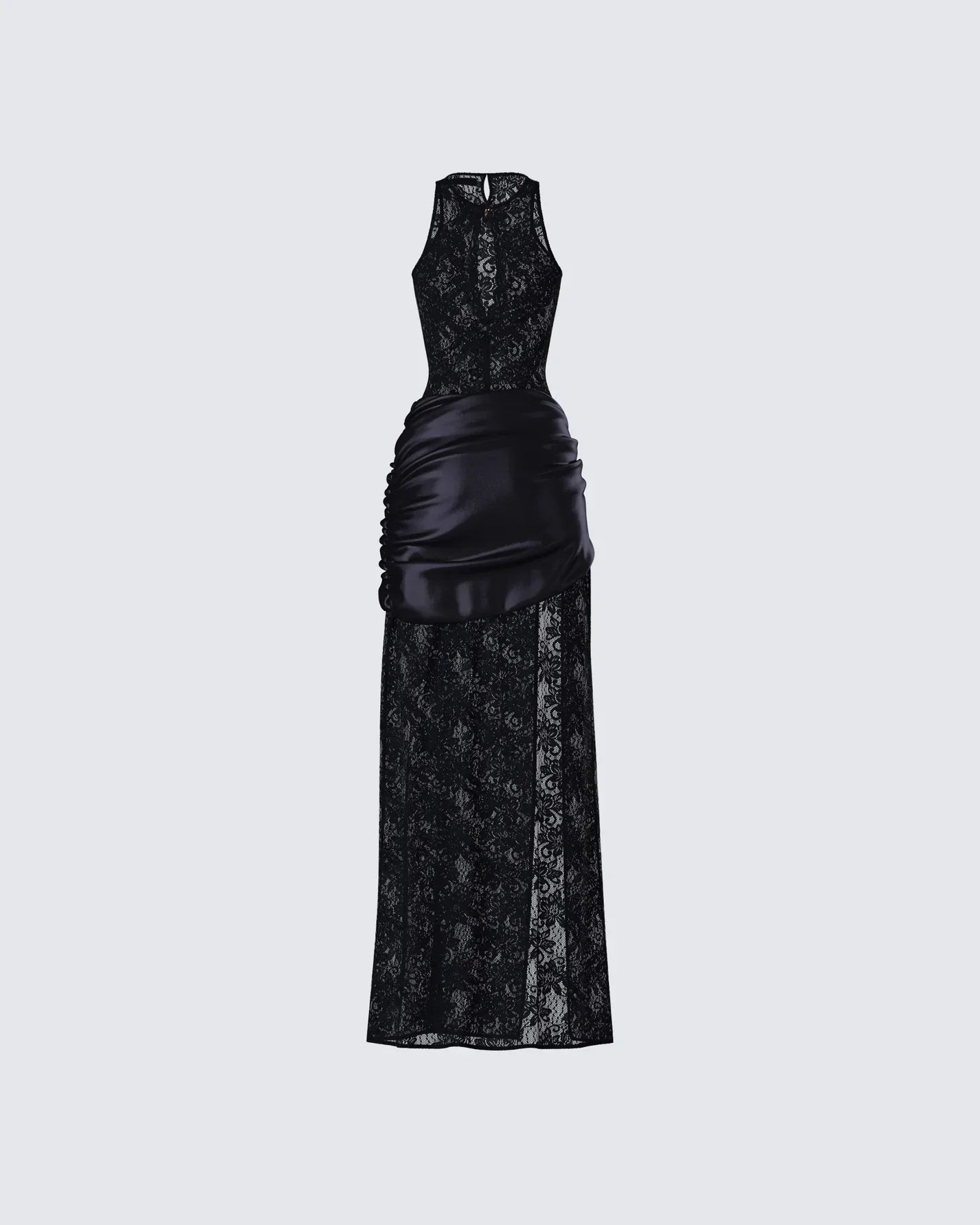 SECRET Thigh-High Slit Lace Maxi Dress
