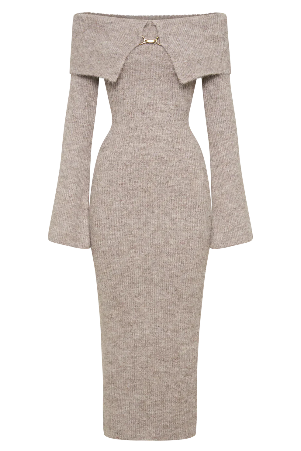 Talia Off-Shoulder Knit Dress - Beige