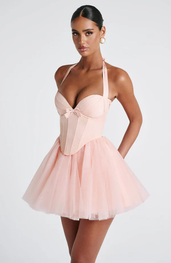 SERAPHINA MINI DRESS – SOFT PEACH