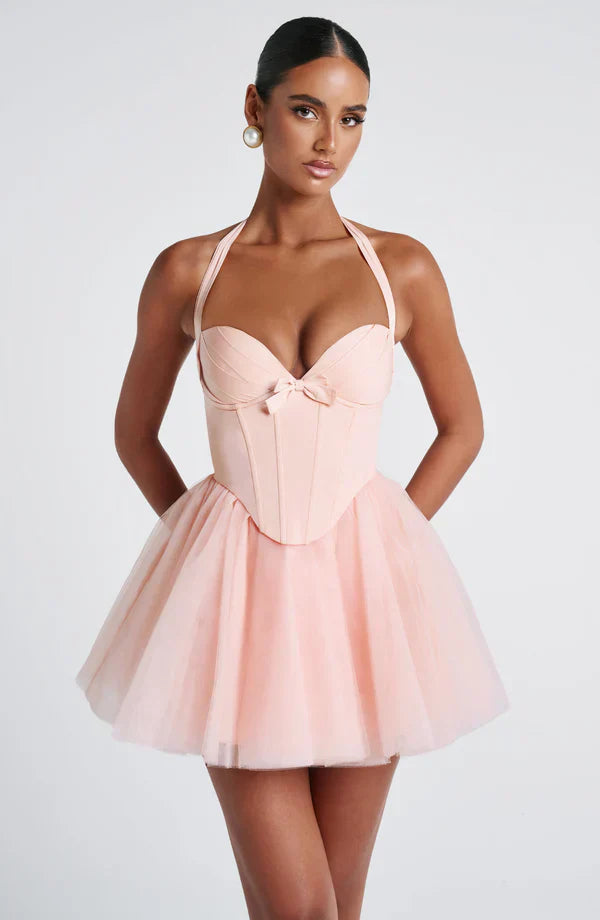SERAPHINA MINI DRESS – SOFT PEACH
