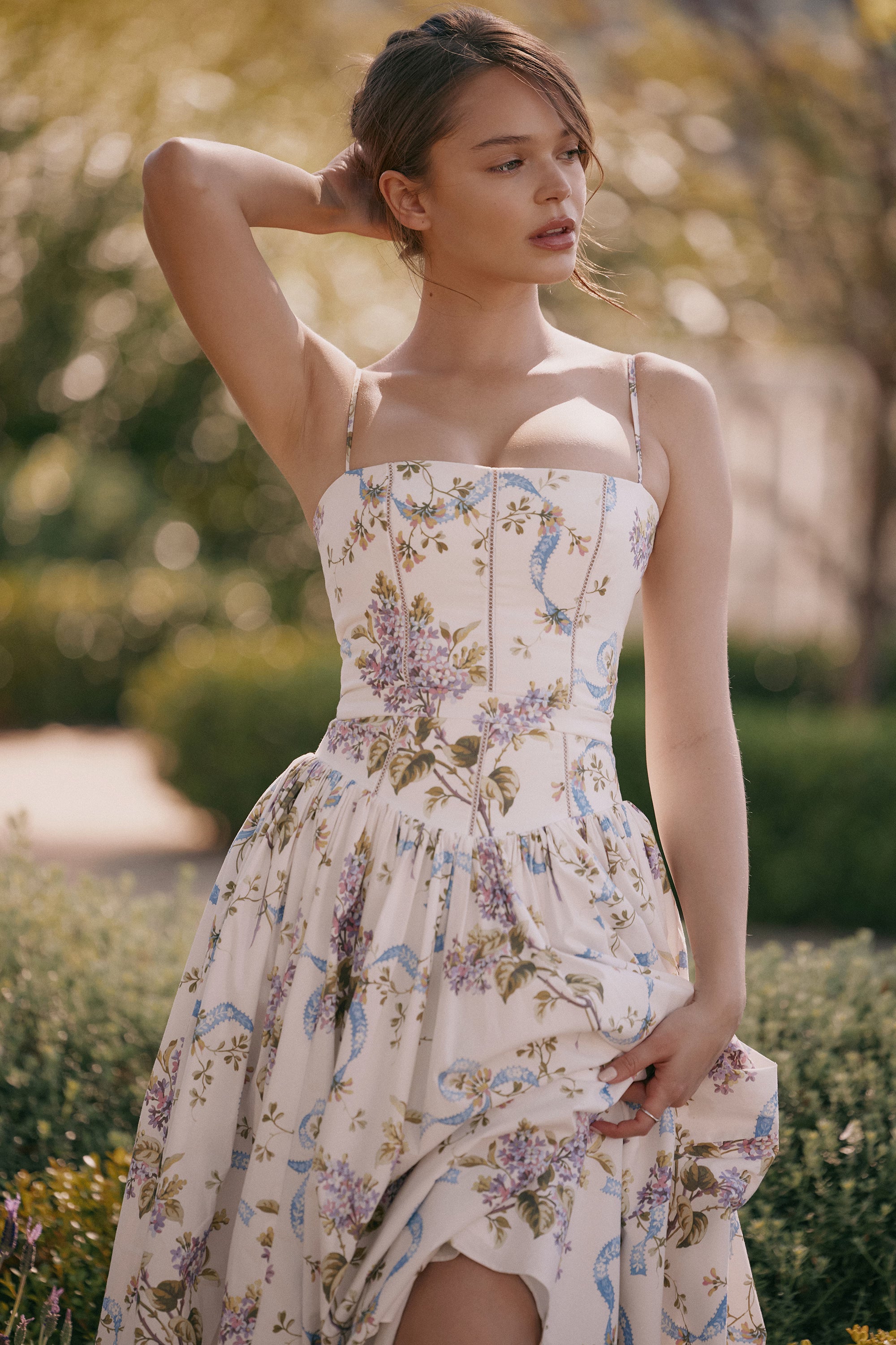 ISABELLA VINTAGE RIBBON MIDI DRESS – OFF WHITE