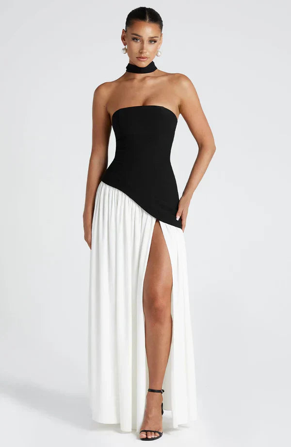 VALENCIA MAXI DRESS — BLACK/WHITE