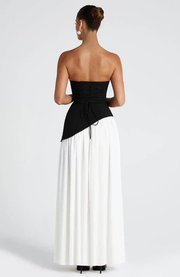 VALENCIA MAXI DRESS — BLACK/WHITE