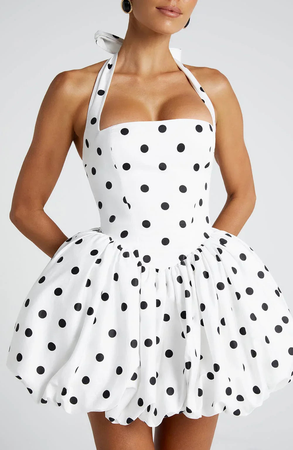 SOFIA MINI DRESS – BLACK POLKA DOT