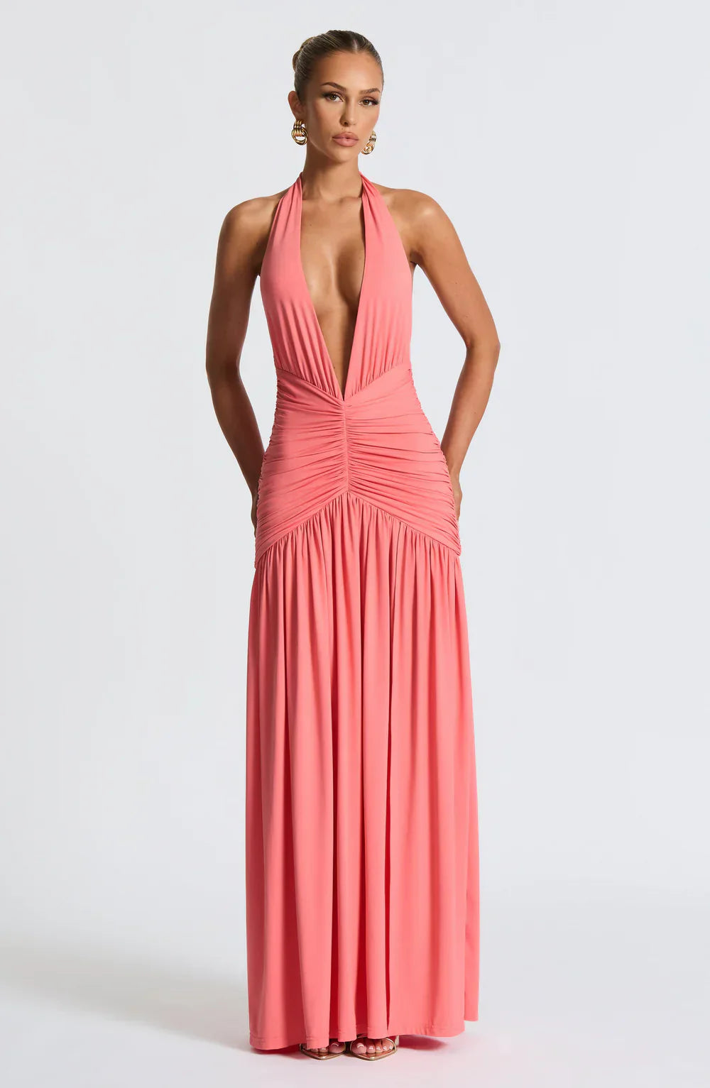 Melania Maxi Dress – Coral Pink