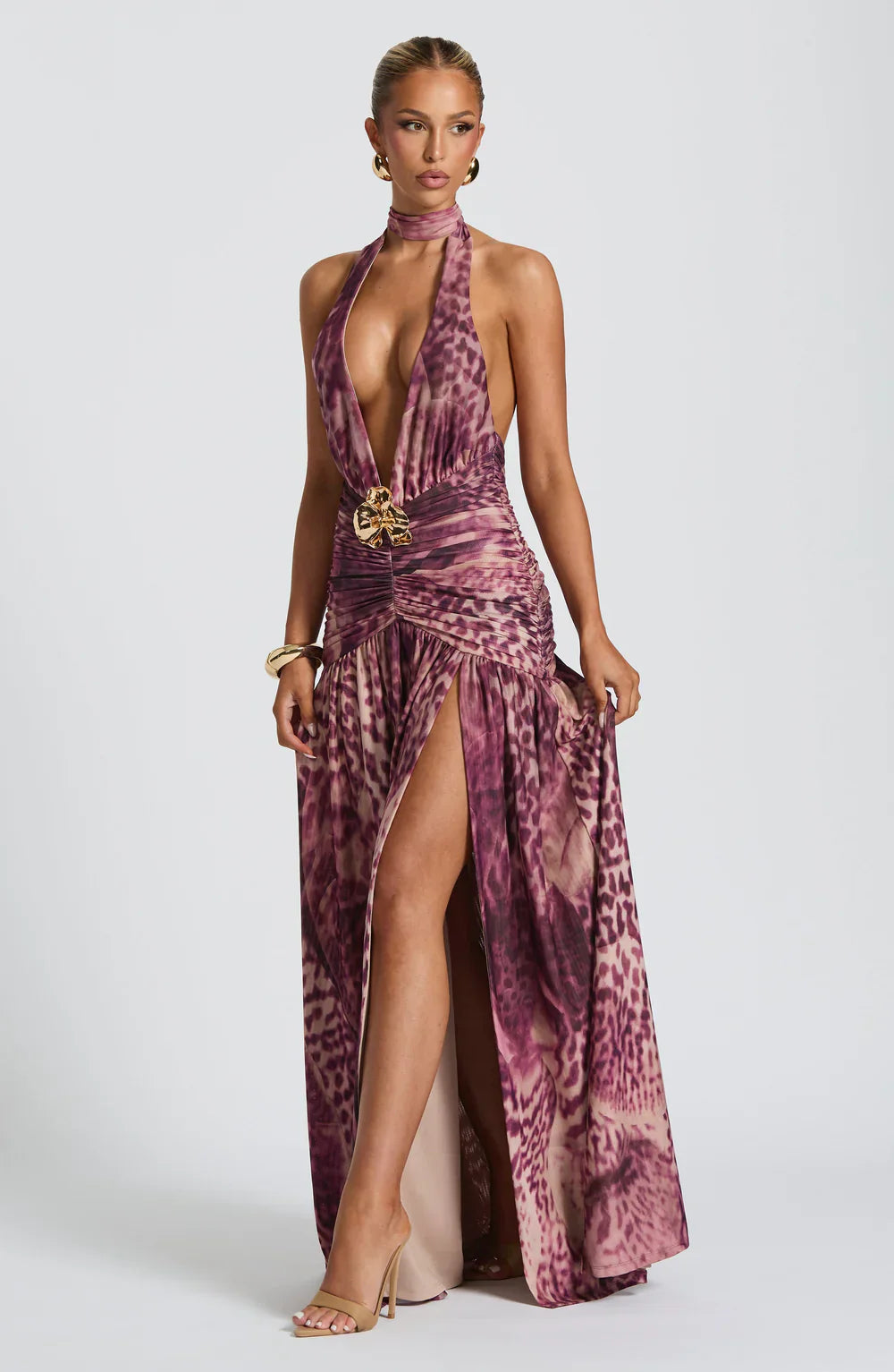 Melania Maxi Dress – Magenta Orchid Print