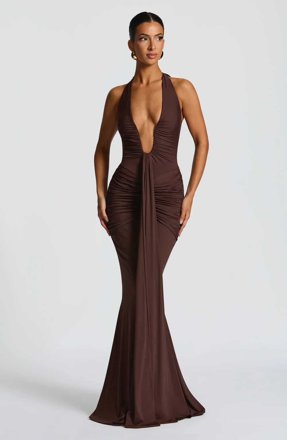 LYRA MAXI DRESS – PLUM BROWN