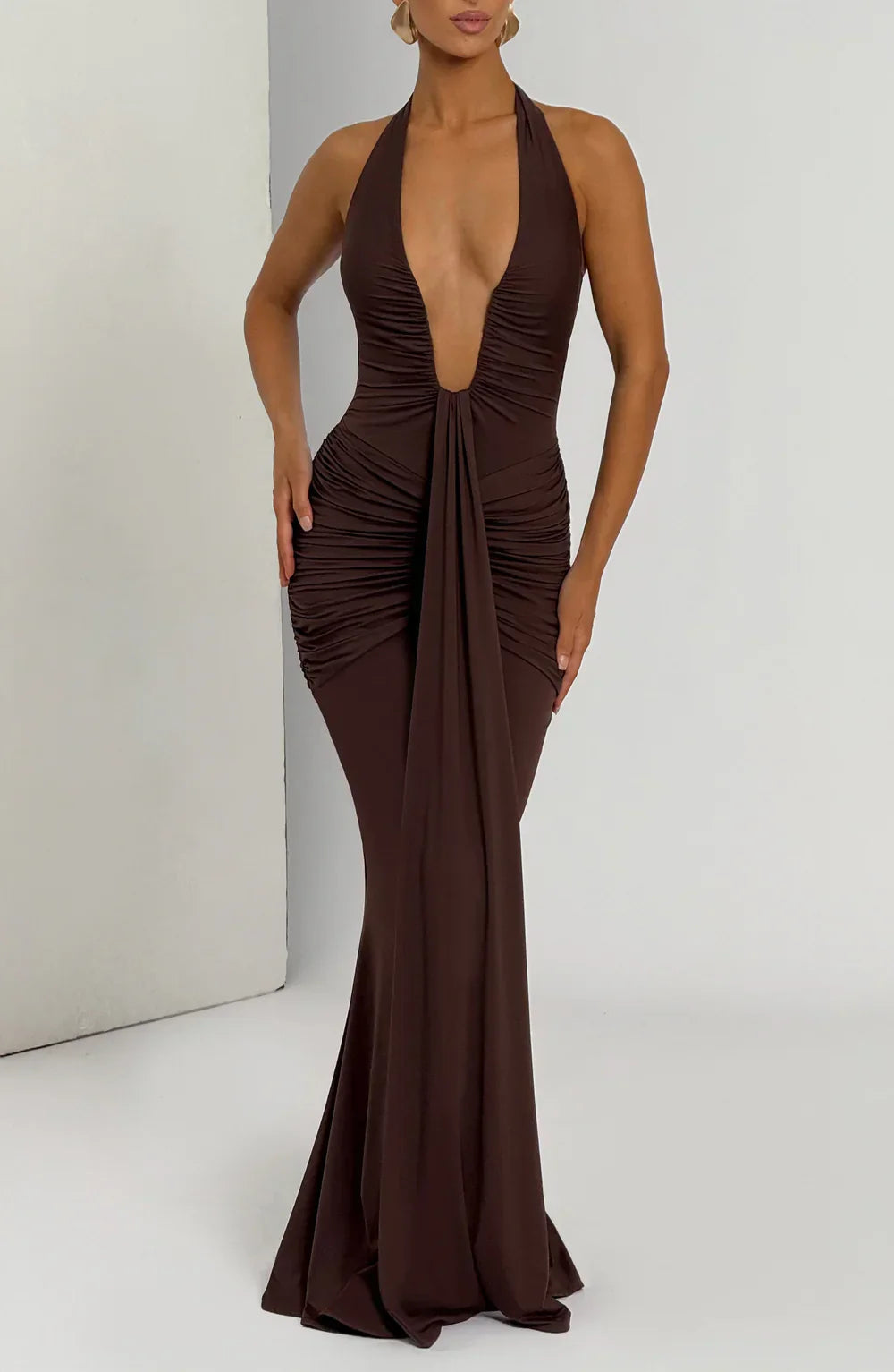 LYRA MAXI DRESS – PLUM BROWN