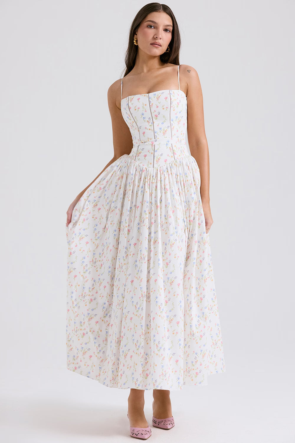 ISABELLA POSY MAXI DRESS – WHITE