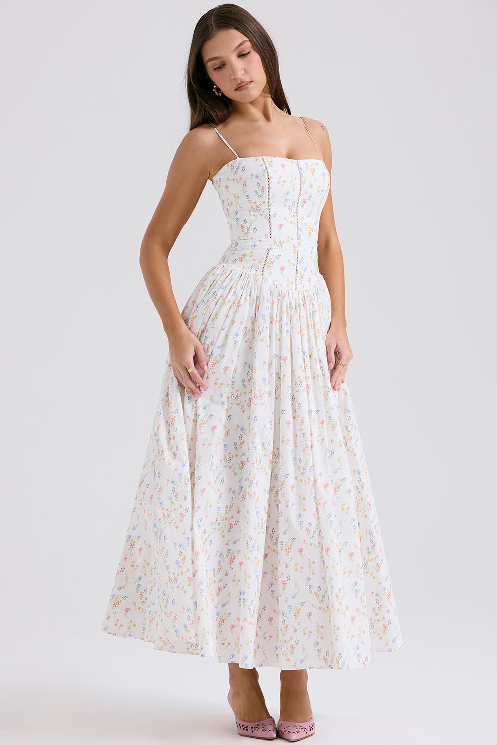 ISABELLA POSY MAXI DRESS – WHITE