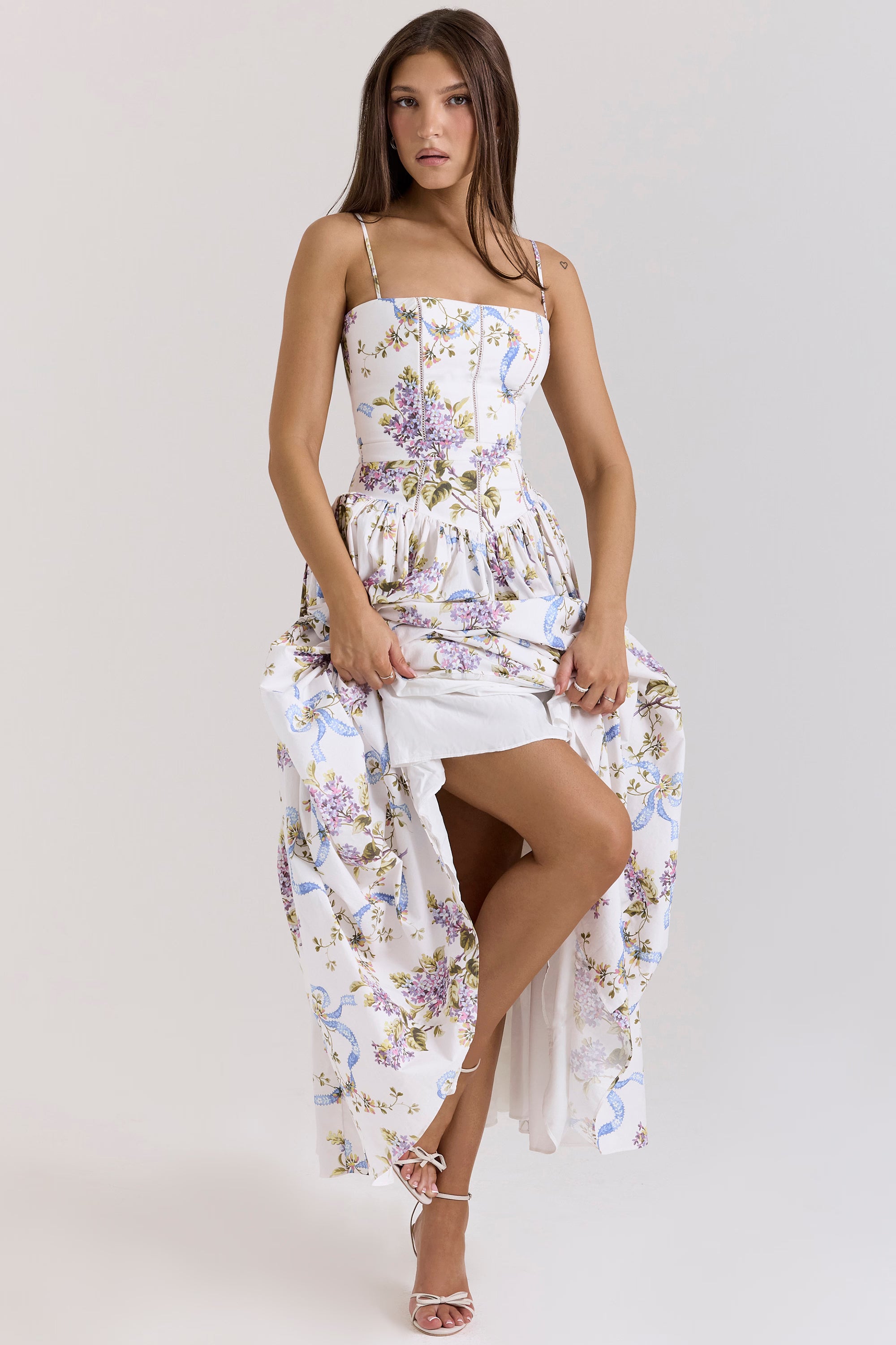 ISABELLA VINTAGE RIBBON MIDI DRESS – OFF WHITE