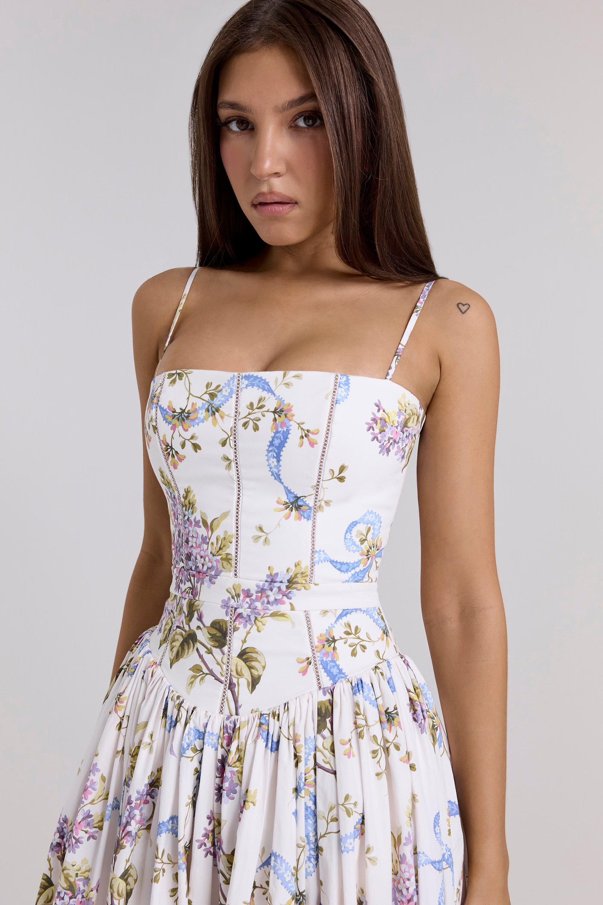 ISABELLA VINTAGE RIBBON MIDI DRESS – OFF WHITE