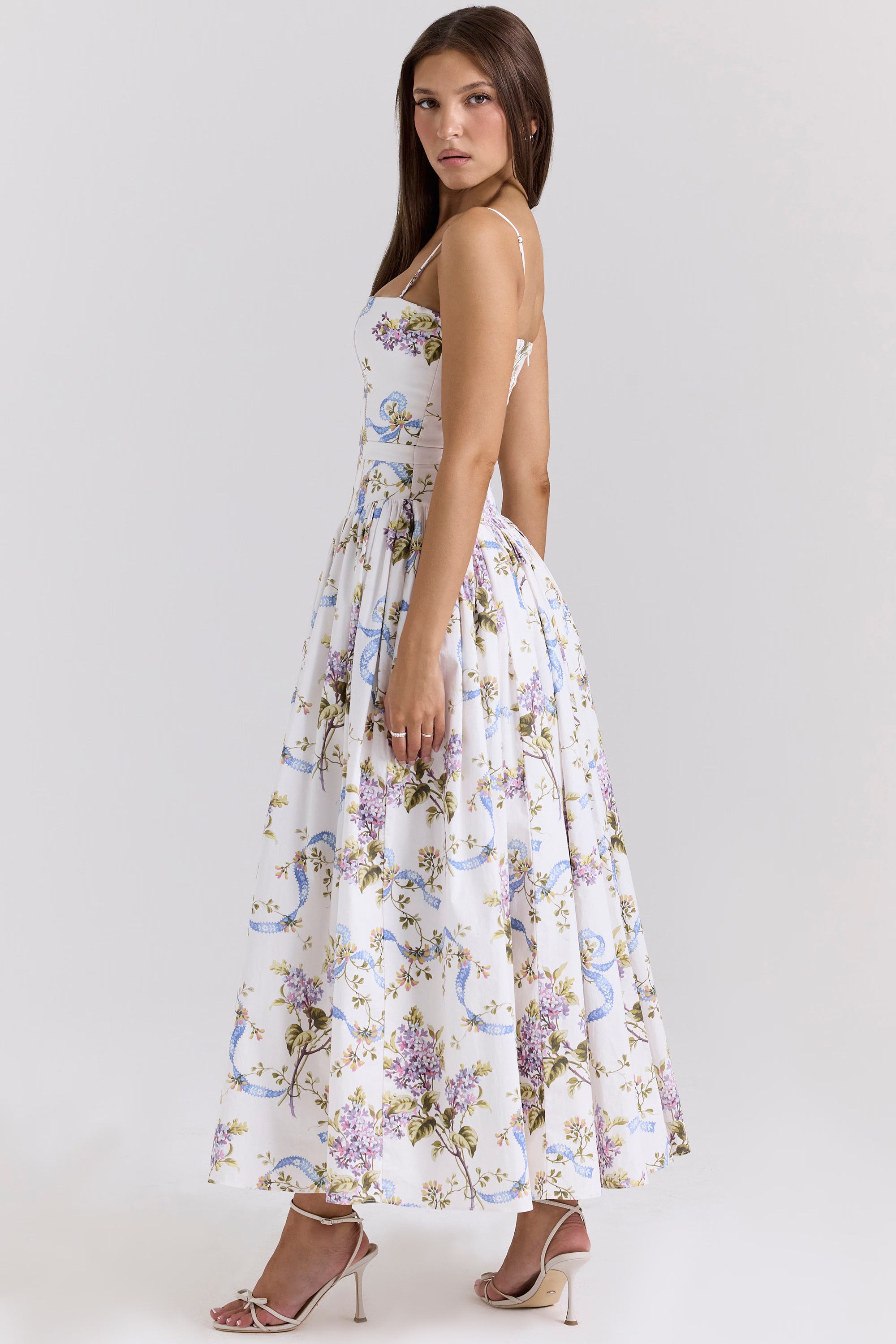 ISABELLA VINTAGE RIBBON MIDI DRESS – OFF WHITE