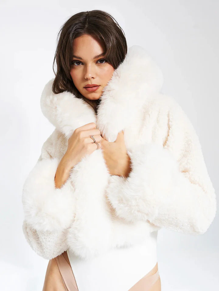 NINA FAUX FUR COAT - WHITE