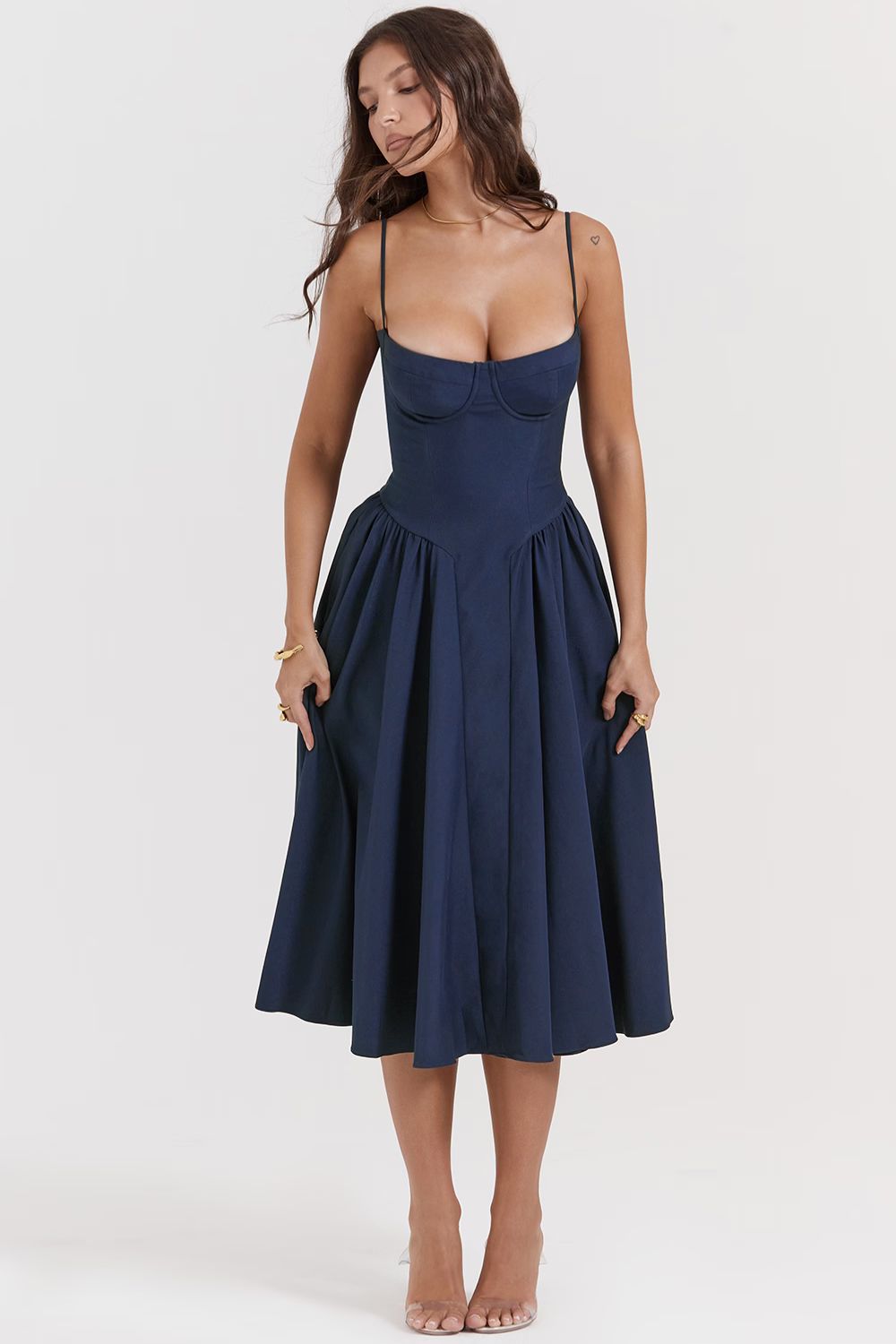 PENELOPE MIDI DRESS - NAVY