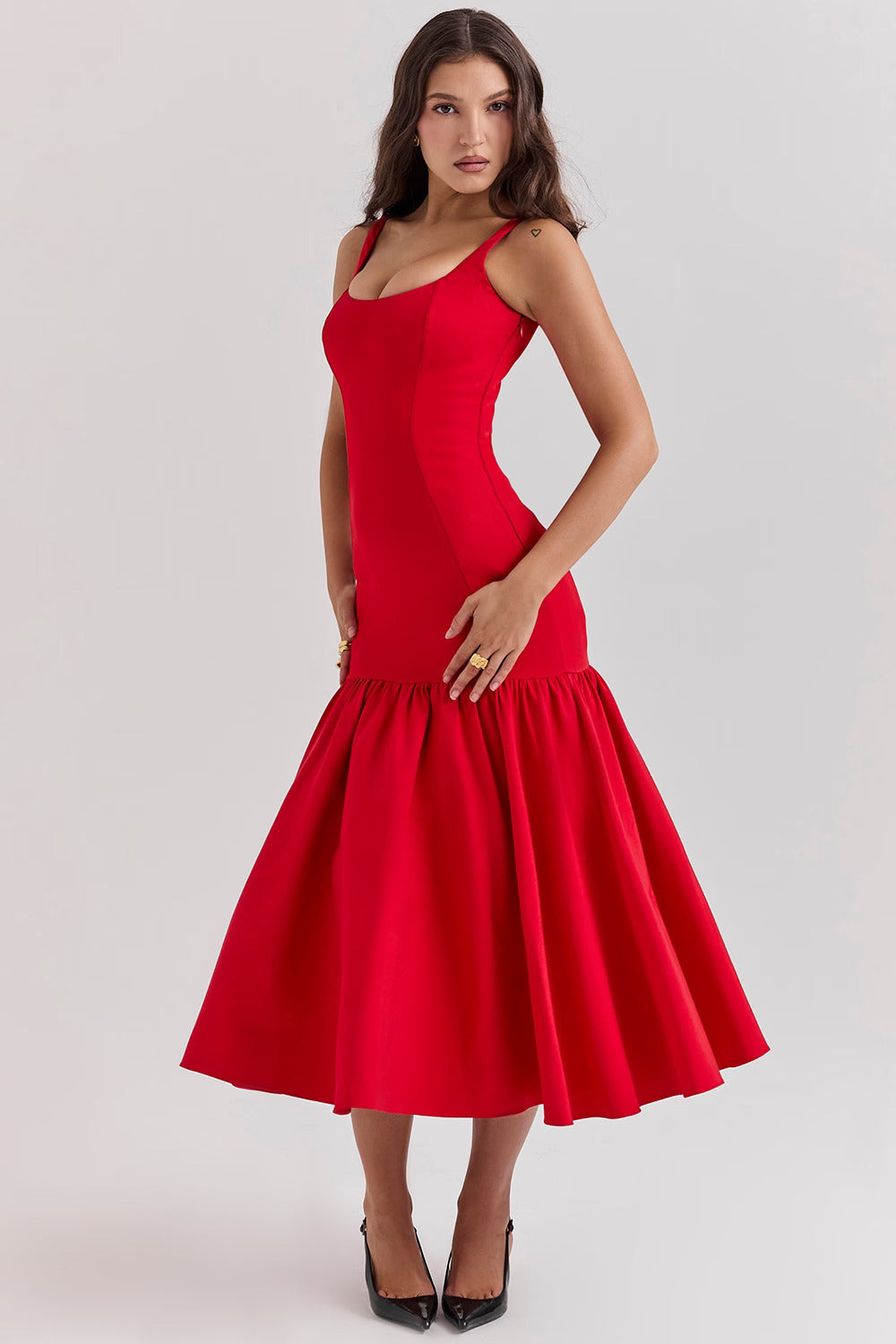 BIANCA MIDI DRESS - RED