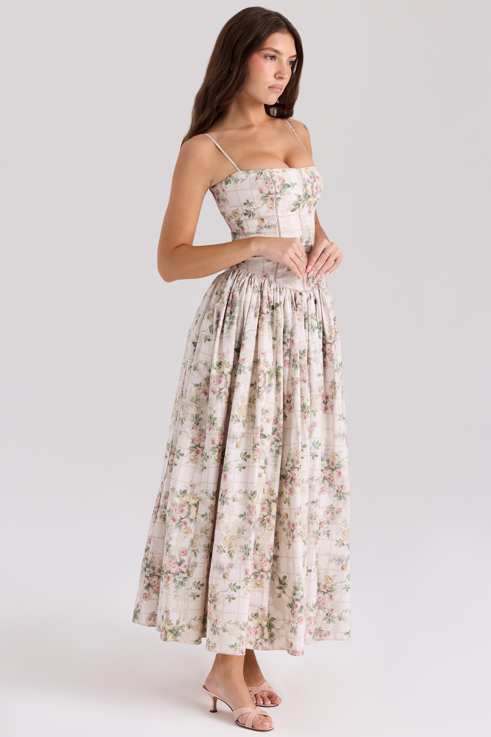 ISABELLA FLORAL MIDI DRESS – CREAM